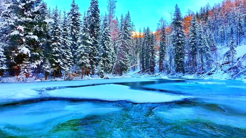 阿禾公路的冬日“雪色彩林梦”